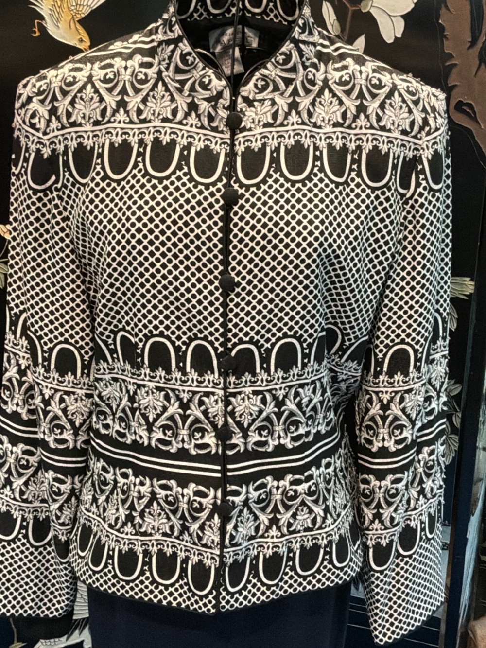 🖤 Vintage Adrianna Papell 100% Silk Beaded Baroque Statement Jacket 🖤